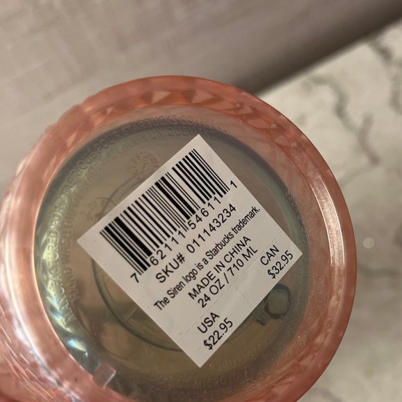 Starbucks Pink Pearl Jeweled Tumbler (24oz) with Jade Green Straw - Picture 6 of 8